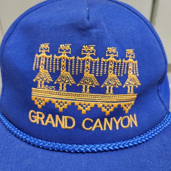 VTG Grand Canyon Blue American Indian Tribal Blue Rope Snapback Hat Cap OSFA - Picture 3 of 12